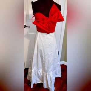 Anthropologie Hutch Large Bow Red White Maxi Dress Size 4  NWT!
